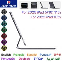 2025 teclado mágico para IPad 11th 10th Generation funda iPad a16 funda 11 "A3354 A3355 A3356 A2696 funda de libro magnético inteligente Folio