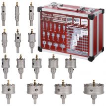 Vearter 16–75 mm Hartmetall-Lochsägen-Set, 15-teiliges TCT-Bohrer-Set für Metall, Edelstahl, Gusseisen, Aluminium, Kupfer