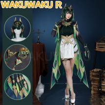 AUF LAGER Nefer Cosplay Spiel Genshin Impact 【XS-2XL】WakuWaku-R Frauen Kostüm Song of the Welkin Moon Halloween Plus Size Perücke