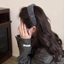 Winter Elegant Solid Gold Label Woolen Hairband For Women Lady Sweet Hair Ornament Headband Hair Hoop Fashion Hair Accessories