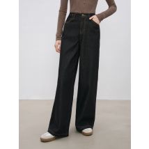 Ziqiao Frauen Winter Verdicken Jeans 100% Baumwolle Denim Schwarz Lange Gerade Hosen Hohe Taille Winter Retro Baumwolle Jean 24ZQ94425