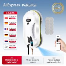 PuRuiKai Robot de limpieza de ventanas Limpieza automática con planificación de caminos inteligente, potencia de succión de 5600 Pa, tecnología de detección de bordes