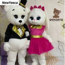Luxus Teddybär Hase Maskottchen Kostüm Hochzeit Kaninchen Rollenspiel Kostüm Halloween Party Events Erwachsene Maskottchen Cosplay Fursuit Geschenk