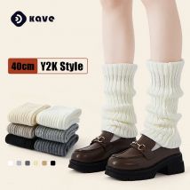 Kave 40 cm gestrickte Florsocken Damenstrümpfe JK Lange Socken Oberschenkelhohe Strümpfe Schwarz Weiß Kniestrümpfe Japanische Stile