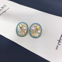 ZHBORUINI Süßwasser Perle Ohrringe Für Frauen 4-5mm Rose Mode Schmuck Intarsien Zirkon aushöhlen Geometrie Retro Design geschenk