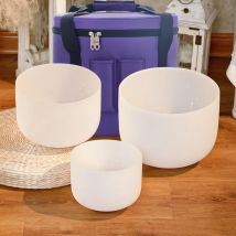 KVKA 10"E 8"G 6"B 432hz 440hz Frosted Quartz Crystal Klangschale Chakra Set mit 3 Stück für Yoga Sound Heilung Musikalische Meditation