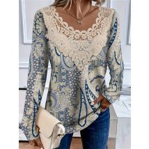 Elegantes, lässiges Damen-T-Shirt, modisches, lockeres T-Shirt, Damen-Temperament, langärmeliges T-Shirt, Urlaub, Wochenende