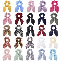 Frauen Seide Scrunchies Elastische Haargummis Kaninchen Ohren Floral Leopardenmuster Haarband Pferdeschwanz Haar Seile Mädchen Zubehör