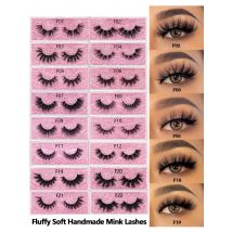 FOXESJI Mink Eye Lashes Fluffy Dramatic Wispy Cross False Eyelashes Strip Lashes Extension Natural Soft 3D Mink Eyelashes Makeup