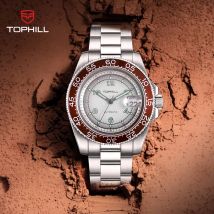 TOPHILL Herren-Mechanische Uhr mit Farbverlaufszifferblatt, 41 mm, flaches Saphirglas, Kalender, leuchtende automatische Armbanduhren, 30 m wasserdicht