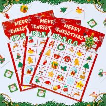 Weihnachts-Bingo-Spiel, Weihnachtsdekoration für Zuhause, 2024, Spiele mit Belohnungsaufkleber, Weihnachtsschmuck, Navidad Natal, Neujahrsgeschenk 2025