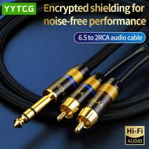 6,35 auf 2 RCA-Kabel, RCA-Kabel, vergoldet, 6,35 mm Stecker auf 2 RCA-Stecker, Stereo-Audio-Adapter, Y-Splitter, RCA-Kabel