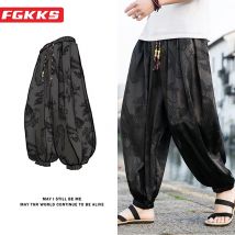 FGKKS 2023 Pantaloni di marca da esterno per uomo Lce Silk Dragon Fiore scuro Bloomers larghi Pantaloni casual a gamba larga di alta qualità maschile