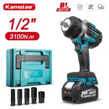 Kamolee 3100NM Chiave elettrica senza spazzole Chiave a percussione a batteria da 1/2 pollice Utensile elettrico portatile per batteria 18v 21V