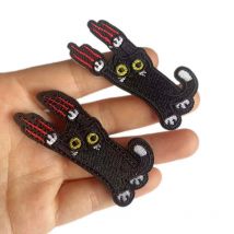 Toppe ricamate con applicazioni in tessuto nero per gattino da arrampicata, adesivi morale con distintivo tattico per gatto carino per fascia da braccio, petto, zaino