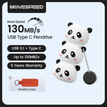 MOVESPEED Panda Cute USB Flash Drive 256GB 128GB 64GB USB3.1 Tipo C Pen Drive Memoria USB Pendrive per iPhone 15/16 Smartphone PC