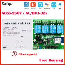 4CH Zigbee Tuya Smart Home Modulo Relè 85-250V Relè AC DC 7-32V 85-250V Funziona Alexa Google Assistant Smart Interruttore Della Luce