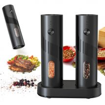 2 pz/set USB Ricaricabile Automatico Macinapepe Sale E Macinapepe grossolanità Regolabile Macinaspezie con LED per la Cucina