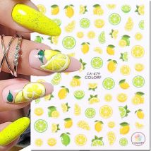 3D Nails Art Kleber Slider Zitrone Ananas Erdbeere Früchte Aufkleber für Nägel Dekorationen Maniküre