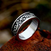 Punk Einfache Edelstahl Vikings Spindrift Muster Ringe Für Männer Frauen Mode Nordic Amulett Runde Persönlichkeit Schmuck Geschenke