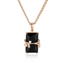 Wbmqda Black Square Stone Long Pendant And Necklace For Women 585 Rose Gold Color High Quality Daily Party Jewelry Accessories