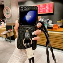 Cross body Lanyard Pu Leder Handy hülle für Samsung Galaxy Z Flip 6 5 4 3 Flip6 Flip5 Flip4 Flip3 5g Harts chale stoß feste Abdeckung