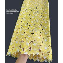 Fashionable Skin Friendly Guipure Lace Fine Cotton Textured African Cord Lace Cupion Fabric 5 Yards Occasional Couple Wear