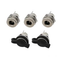 5Pcs DC-099 5.5 x 2.1mm DC Power Female Socket Jack Panel Mount Connector 5.5*2.1mm Metal DC Jack Adapter and Waterproof Cap