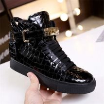 Mode Lässig High-top frauen Turnschuhe Frühling Herbst Neue Leder männer Laufschuhe Metall Schloss Unisex Interne erhöhen Schuhe