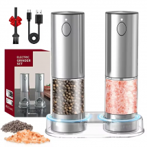 Macinapepe elettrico Macina sale e pepe in acciaio inossidabile USB ricaricabile regolabile grossolanità mulino per spezie utensile da cucina