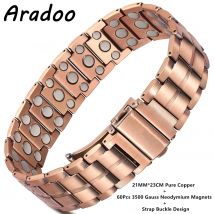 ARADOO 3X Stärke 3500 Gauss Magnetisches Kupferarmband für Männer, reines Kupfer, Neodym-Magnete, Armreif, Schmuck, Geschenke