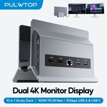 PULWTOP USB C Dockingstation Dual Monitor für Typ-C-Laptops, mit 2*HDMI 4K@60Hz, USB A/C 10 Gbit/s, Ethernet, USB A 2.0, PD3.0