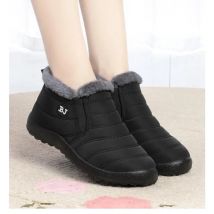 Frauen Stiefel Slip Auf Winter Schuhe Für Frauen Wasserdichte Stiefeletten Winter Stiefel Weibliche Schnee 2024 Schwarz Femininas