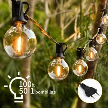 Guirnalda de luces LED de 30M, globo, guirnalda de fiesta, luz de adorno G40, luz blanca cálida para decoración de boda, patio trasero al aire libre