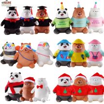 Original 7er We Bare Bear Peluche Spielzeug Weihnachten Geburtstag Absolvent Field Trip Skifahren Design Weiche Stoffpuppe Plüschtiere