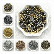 3/4/5/6/8mm Platerowanie Złoto/Srebro/Bronza Metalowe koraliki Gładkie koraliki dystansowe do tworzenia biżuterii Diy Ręcznie robione akcesoria