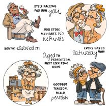 Mangocraft Altes Paar Ruhestand Leben Stanzformen Klare Stempel DIY Scrapbooking Metall Stirbt Silikon Stempel Für Karten Alben Dekor