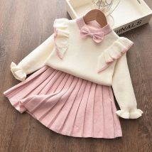 Melario Mädchen Pullover Kleid Herbst Winter Tops und Prinzessin Kleid Outfits Kinder Gestrickte Pullover 2Pcs Kleinkind Mädchen Pullover