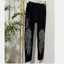 Schwarze Leggings für Frauen High Wais dünne Hosen Frauen sexy Strass Leggings Hosen dis0