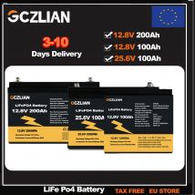 Batteria LiFePO4 12V 100Ah 12V200Ah 24V 100Ah 2560Wh BMS 8000+ Cicli Celle di grado A per camper Barca Solare Stock UE