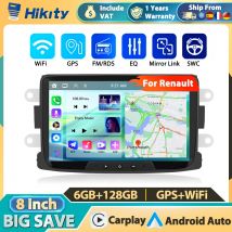 Radio para Auto Hikity 8'' 2Din 2+64G/4+64G/6+128G con Carplay para Dacia Duster 2010-2015 Dacia Sandero 2010-2012, Radio para Auto con Android Auto