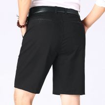 Klassische Baumwoll-Boardshorts, knielang, bequeme Bermudashorts, Outdoor-Strandshorts, Schwarz, Khaki