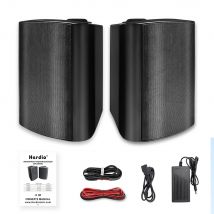 Herdio 5.25'' 2PCS Indoor Outdoor Bluetooth Speakers Patio Waterproof Wired Wall Mount System 300 Watts Black