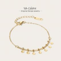 YACHAN Hochwertige Edelstahl Spleiß kette Armbänder 18 Karat vergoldet Disc Charms Armband einfache trend ige Charm Schmuck Geschenk