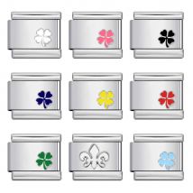 Fashion Colorful Lucky Grass Charm Chain Italian Stainless Steel Jewelry Link Fit 9mm Women Men Bracelet Making DIY Beads