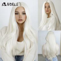 Edle synthetische Lace-Front-Perücke, glattes Babyhaar, 13 x 4 Spitze, weiße Perücken, synthetische Spitze-Perücke, 28-Zoll-Lace-Front-Perücke für Frauen