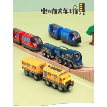 Battery Operated Kids Electric Train Set Diecast Magnetic Locomotive Slot Toy Fit For Wooden Train Rail Track Toys Kids Gifts