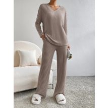 2024 Autumn/Winter Cross border European and American New Fashionable Casual Straight Leg Pants with Loose V-neck Pit Strips Two