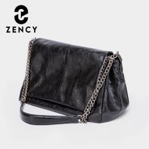 Zency edles Temperament kleine Kette Klappen tasche Frauen Umhängetasche weiches Leder Mode schwarz Geldbörse Achsel Handtasche 2024 trendy