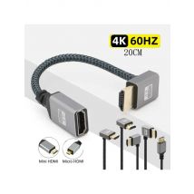 4K60Hz HDMI Male To Female Extension Cable Micro/Mini HDMI Compatible adapter left/right/up/down Extender Wire Cord